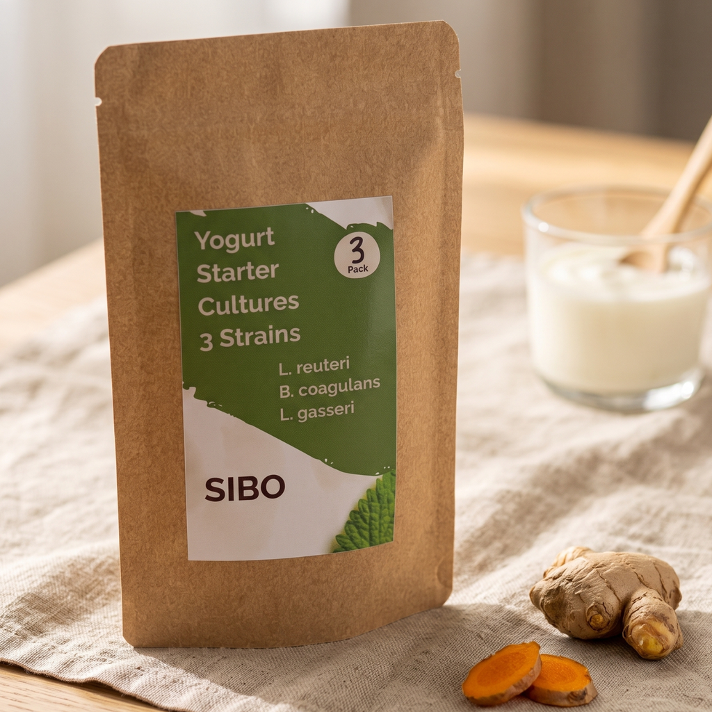 GutMi | L. reuteri + B. coagulans + L. gasseri | SIBO | Yogurt Starter Set | Starter Cultures | 3 Yogurt Starters